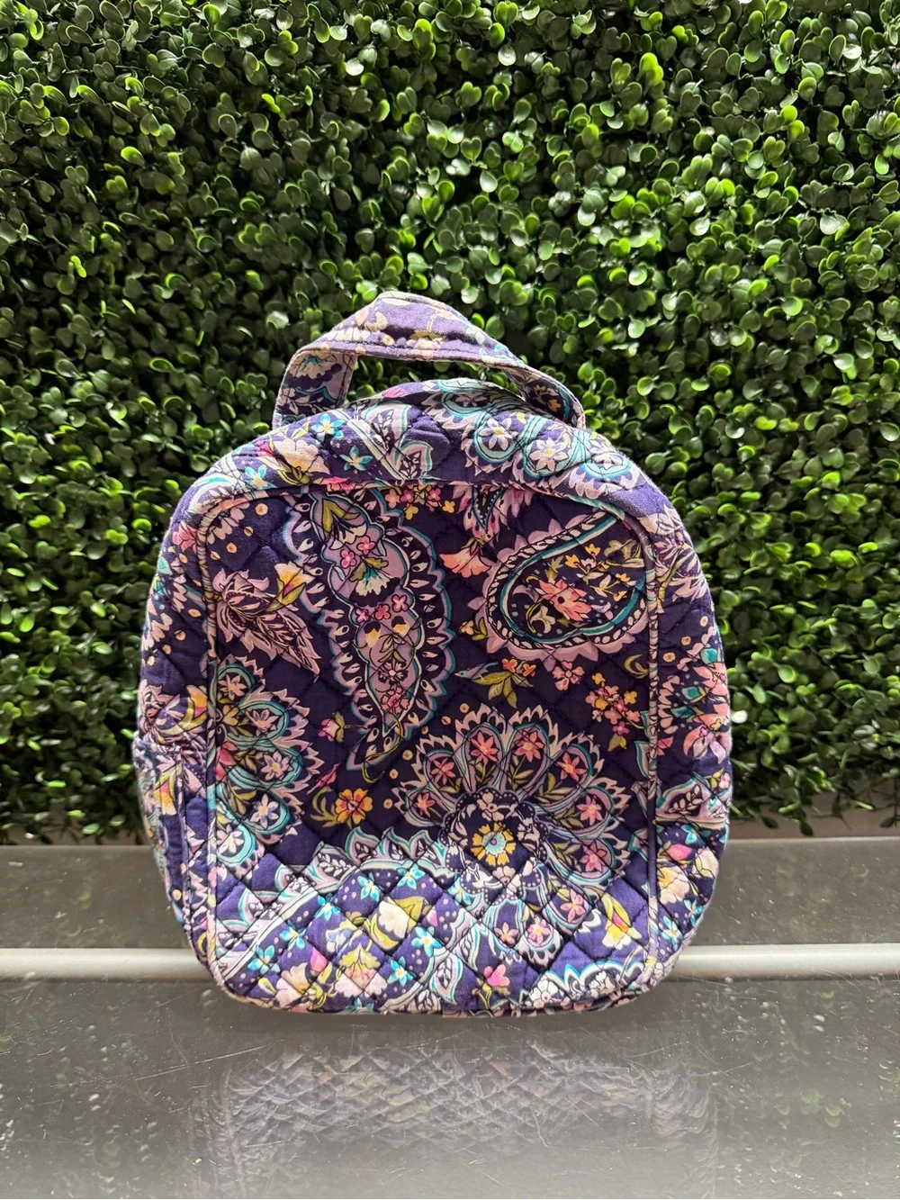 Vera Bradley Navy Multi Floral Quilted Lunch Box